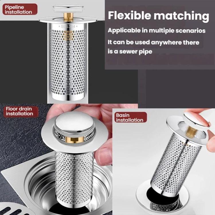 A1 Steel Basket Large Bore Copper Core Drainer Bouncing Core Washbasin 33-55mm Hole Distance Universal Plug Core, Short 8cm, Long 8cm