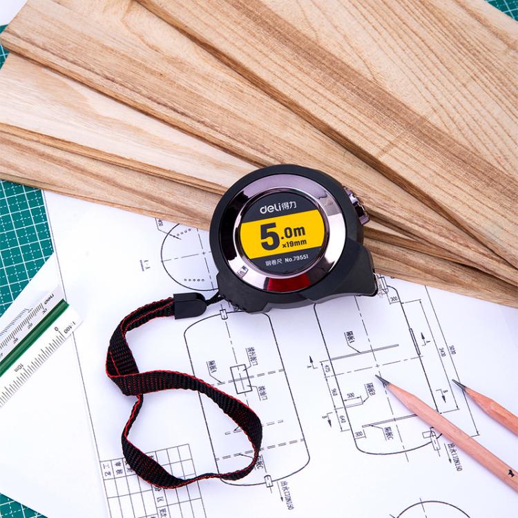 Self-Locking Steel Tape Measure TPR Covered Measuring Ruler, Deli 79550 3m x 16mm, Deli 79551 5m x 19mm, Deli 79552 7.5m x 25mm, Deli 79553 10m x 25mm