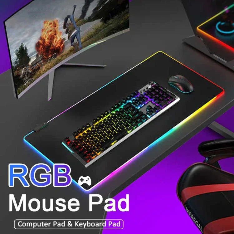 Micro-USB LED Glowing Mouse Keyboard Pad RGB Colorful Lights Locked Edge Thickened Mouse Desk Pad, 250x350x3mm, 250x350x4mm, 300x800x3mm, 300x800x4mm, 400x900x3mm, 400x900x4mm