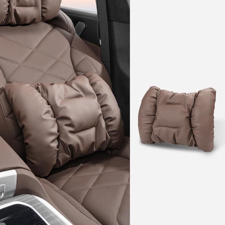 Car Stain-Resistant Leather Headrest Car Neck Pillow Lumbar Cushion Set, Headrest Black, Headrest Brown, Headrest Red, Backrest Black, Backrest Brown, Backrest Red, Headrest+Backrest Black, Headrest+Backrest Brwon, Headrest+Backrest Red