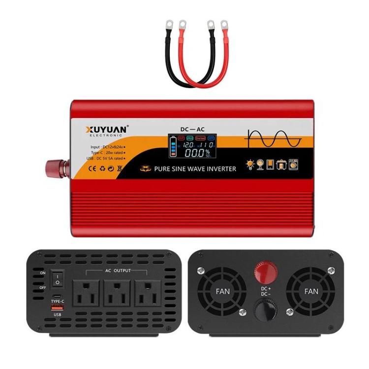 XUYUAN 12V / 24V To 110V Pure Sine Wave Inverter Power Inverter US Plug, 800W Black, 1400W Black, 2000W Black, 3000W Black, 3600W Black, 4000W Black, 800W Red, 1400W Red, 2000W Red, 3000W Red