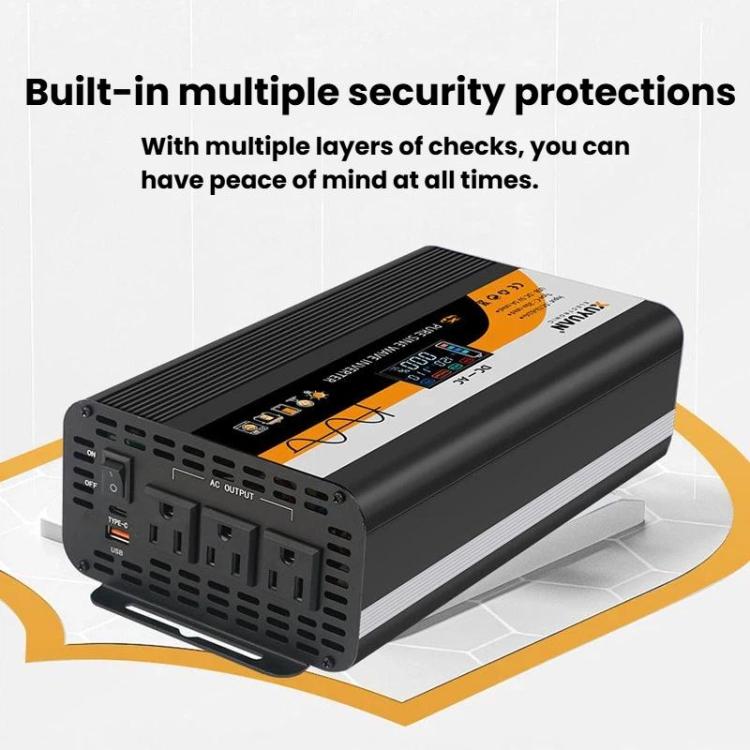 XUYUAN 12V / 24V To 110V Pure Sine Wave Inverter Power Inverter US Plug, 800W Black, 1400W Black, 2000W Black, 3000W Black, 3600W Black, 4000W Black, 800W Red, 1400W Red, 2000W Red, 3000W Red