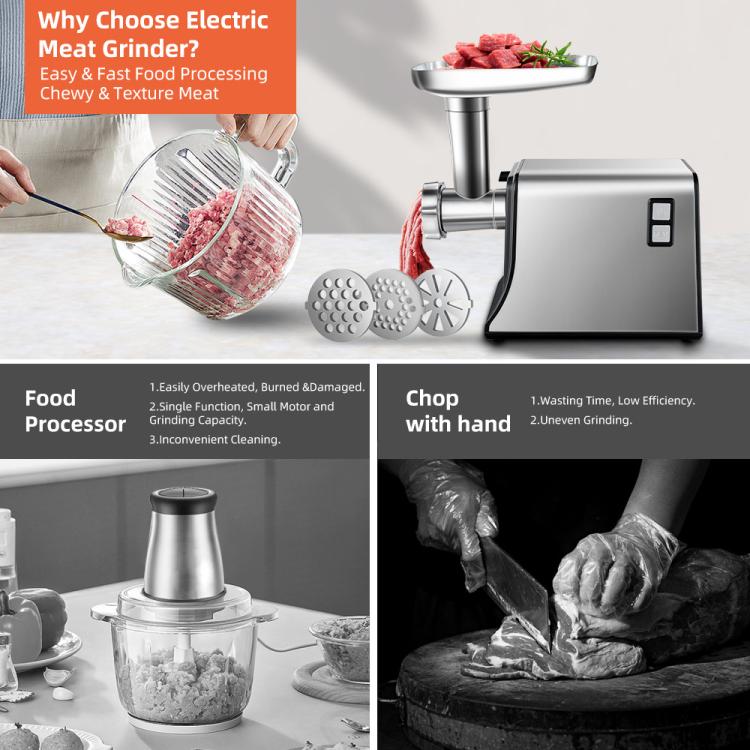Stainless Steel Electric Meat Grinder Sausage Stuffer Home Use Mincer Machine, EU Plug, US Plug