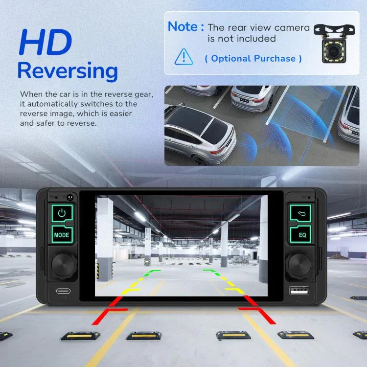 5.1 inch Horizontal Screen Single-seat Universal MP5 Player With Wireless Carplay Function Integrated Machine, Standard, Standard+12 Light Camera