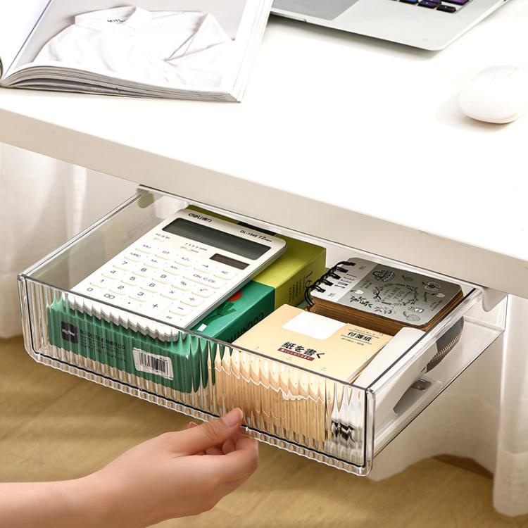 Under Desk Hidden Drawer Organizer Invisible Storage Box for Stationery and Office Supplies, Medium Clear, Medium Clear Black, Large Clear, Large Clear Black, XL Clear