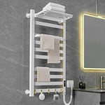Smart Touchscreen Display Electric Heated Towel Rack Bathroom Drying Rack, Large Platinum Right Wiring, Large Platinum Left Wiring, Large White Right Wiring, Large White Left Wiring, Large Black Right Wiring, Large Black Left Wiring