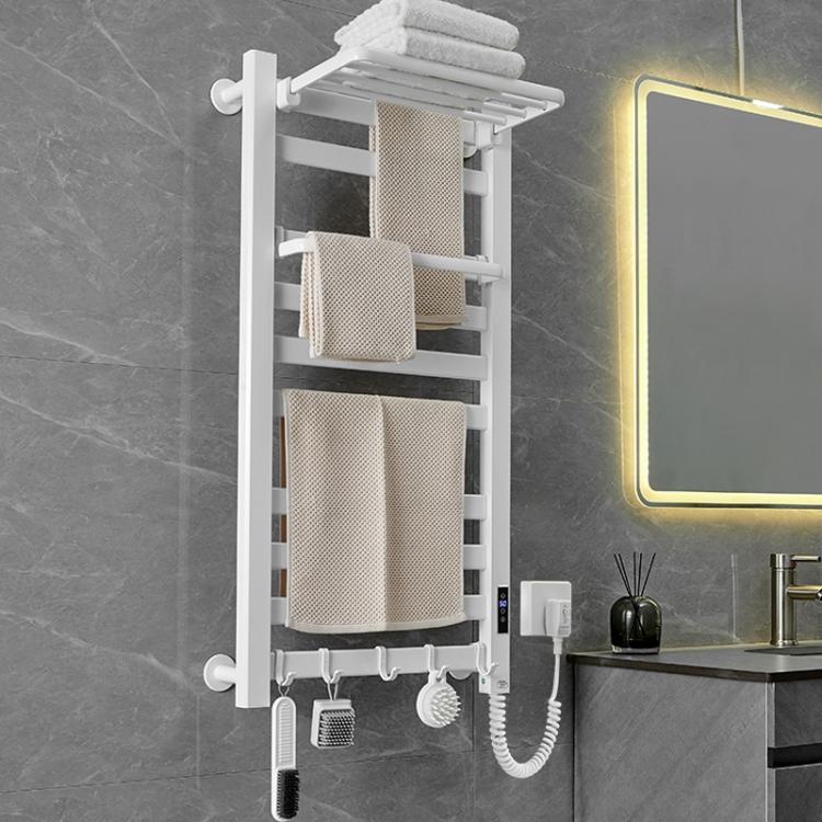Smart Touchscreen Display Electric Heated Towel Rack Bathroom Drying Rack, Large Platinum Right Wiring, Large Platinum Left Wiring, Large White Right Wiring, Large White Left Wiring, Large Black Right Wiring, Large Black Left Wiring