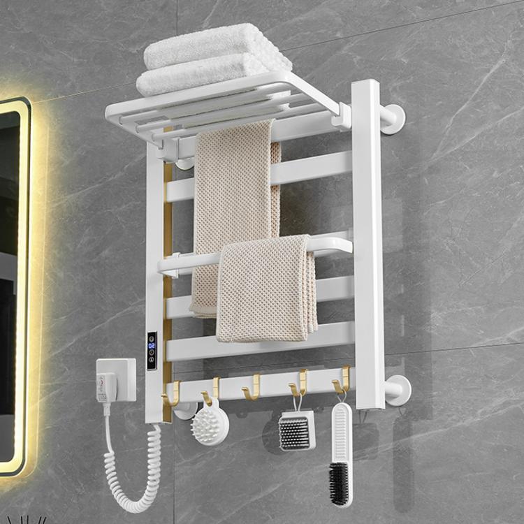 Smart Touchscreen Display Electric Heated Towel Rack Bathroom Drying Rack, Large Platinum Right Wiring, Large Platinum Left Wiring, Large White Right Wiring, Large White Left Wiring, Large Black Right Wiring, Large Black Left Wiring