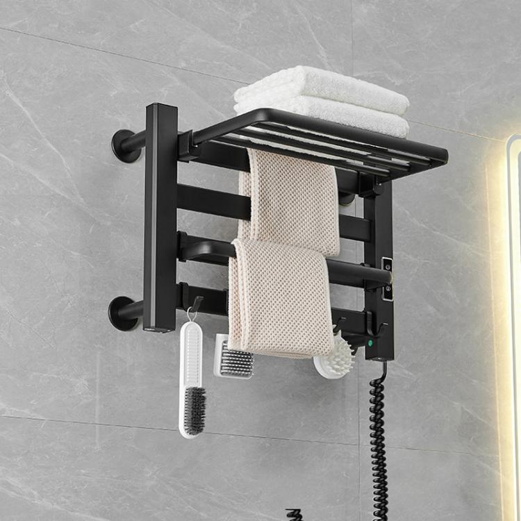 Smart Touchscreen Display Electric Heated Towel Rack Bathroom Drying Rack, Small Black Right Wiring, Small Black Left Wiring