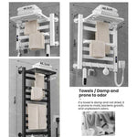 Smart Touchscreen Display Electric Heated Towel Rack Bathroom Drying Rack, Large Platinum Right Wiring, Large Platinum Left Wiring, Large White Right Wiring, Large White Left Wiring, Large Black Right Wiring, Large Black Left Wiring