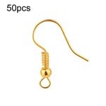 50pcs Stainless Steel Ear Stud & Earring Hooks DIY Jewelry Accessories, Steel Straight Bar, Gold Straight Bar, Steel Cross, Gold Cross
