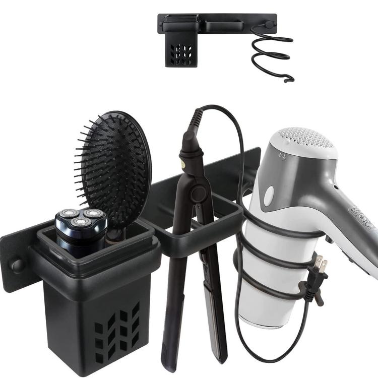 Aluminum Wall Mounted Hair Dryer and Straightener Holder Bathroom Organizer