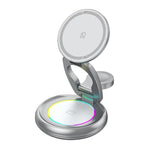 15W 3 In 1 Magnetic Wireless Charger With LED Colorful Lights Rotatable Desktop Charging Stand