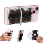 For AirTag 2nd Gen / AirTag 1st Gen Magnetic Metal Card Holder with Phone Stand, RFID Blocking, Elastic Wrist Strap