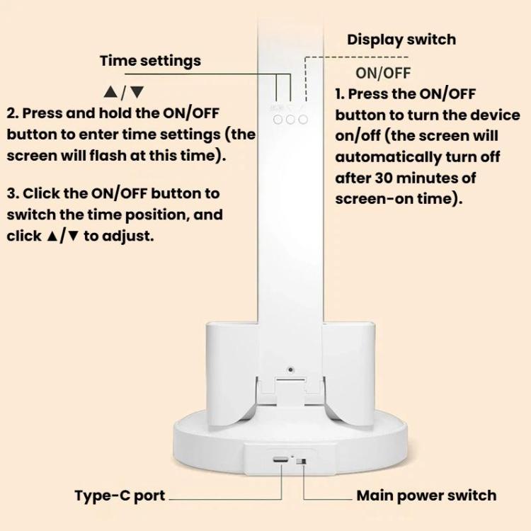 Xiajule Eye-Caring Study Desk Lamp With Time Display 3-Color Temperature Dimmable Reading Bedside Lamp, XH4000, XH4800
