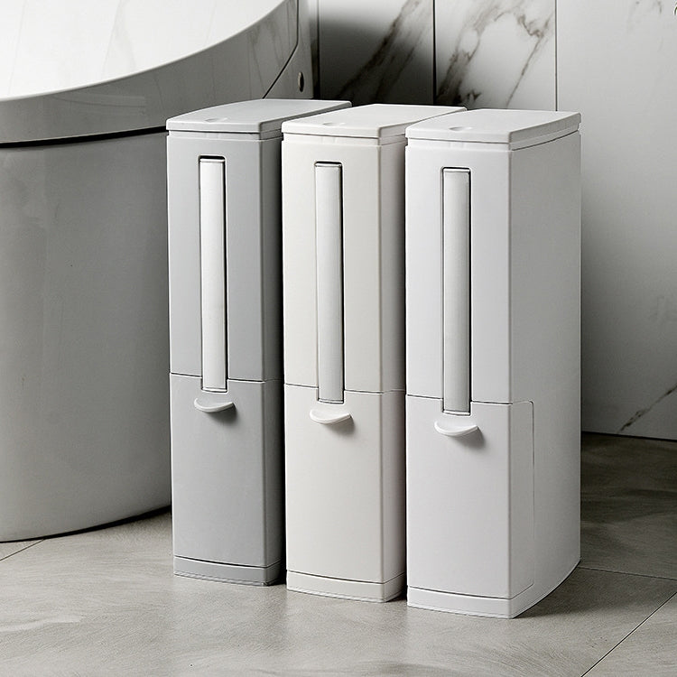 Bathroom Toilet Toilet Brush Integrated Pressing Open Lid Square Trash Can Set with Brush