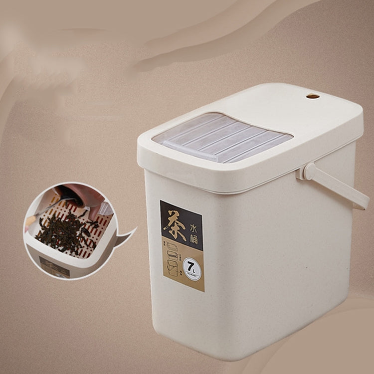 Office Plastic Tea Residue Bucket Tea Waste Bucket Push Lid Portable Trash Can, 7L, 10L