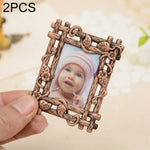 2 PCS Creative Metal Vintage Photo Frame, Fawn, Pumpkin, Fence, Butterfly Round, Paris, Heart Keychain, Square Keychain, Oval, Lace Square, Love Round, Butterfly Square, Lace Heart, Golden Square, Gray Square
