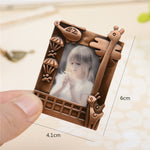 2 PCS Creative Metal Vintage Photo Frame, Fawn, Pumpkin, Fence, Butterfly Round, Paris, Heart Keychain, Square Keychain, Oval, Lace Square, Love Round, Butterfly Square, Lace Heart, Golden Square, Gray Square