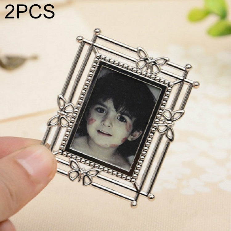 2 PCS Creative Metal Vintage Photo Frame, Fawn, Pumpkin, Fence, Butterfly Round, Paris, Heart Keychain, Square Keychain, Oval, Lace Square, Love Round, Butterfly Square, Lace Heart, Golden Square, Gray Square