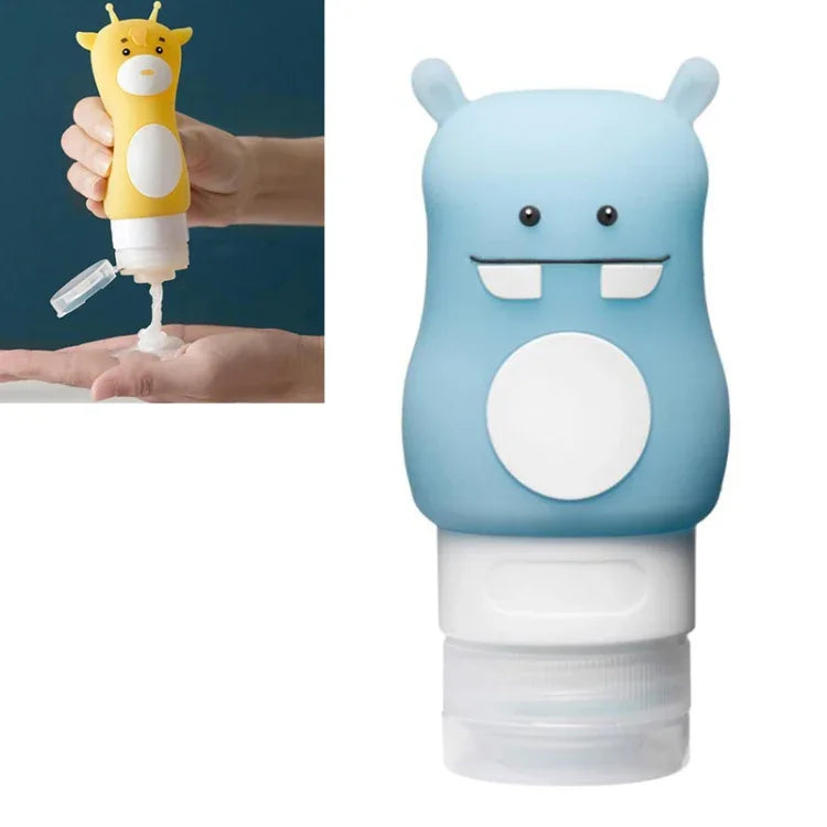 Portable Travel Shampoo Body Lotion Cosmetic Bottle Make Up Container Storage Box, Blue Hippo