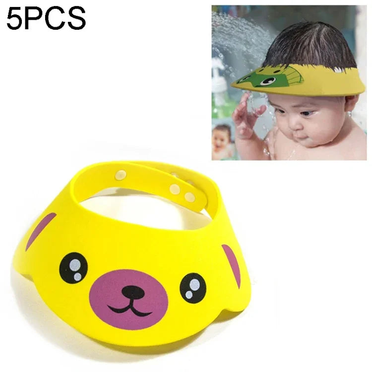 2 PCS Baby Kids Cap Shower Cap Baby Bath Cap Shower Hat Bath Visor Kids Bath Wash Hair Shield Hat, Pink Pig, Yellow Dog, Green Frog