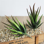 Artificial Mini Aloe Plastic Plants Craft Floristry Landscape Garden Family Office Decoration, Green not Flocked, Flocking Green Red Tip, Flocking Green Yellow Tip