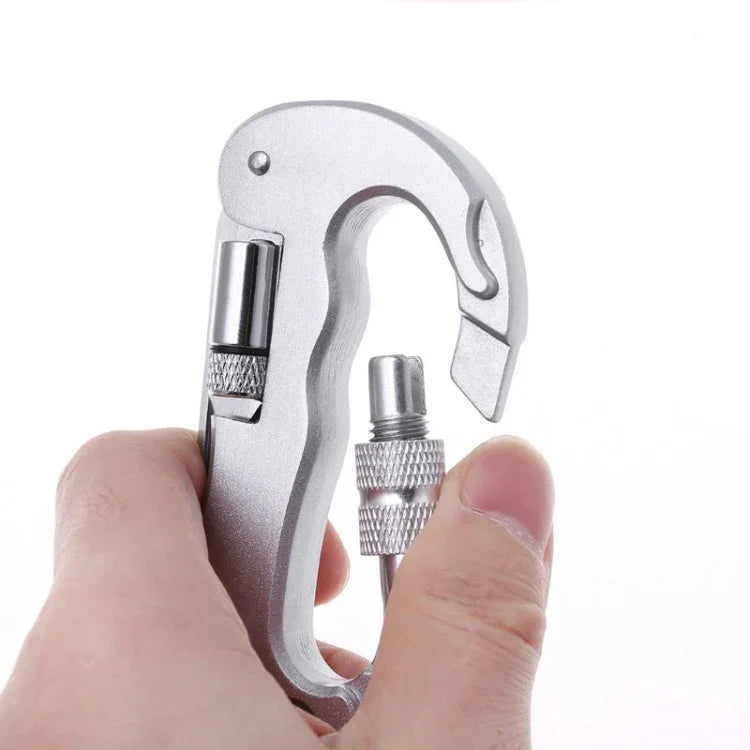 Multifunctional Folding Security Self Defense Folding Saw Carabiner Hanging Buckle Wild Survival Equipment, D Type + LED