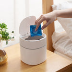 Household Mini Desktop Trash Can Covered Debris Storage Cleaning Cylinder Box, Push-type, Flip Lip