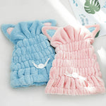 Coral Fleece Soft Absorbent Cat Ear Dry Hair Cap Thickened Adult Shower Cap
