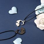 Couples Jewelry Necklaces Titanium Steel Animal Cat Pendants Necklace, White and Black Cat with Metal Chain, White and Black Cat with Leather Cord