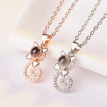 100 Language I love You Necklace Memory Projection Pendant Wedding Letter Necklace, Rose Gold, White Copper