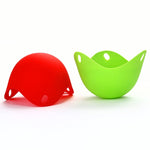 Silicone Egg Cooker Egg Bracket Kitchen Tools Pancake Cookware Bakeware Steam Eggs Plate Tray, Green, Red, 4 pieces of steamed egg