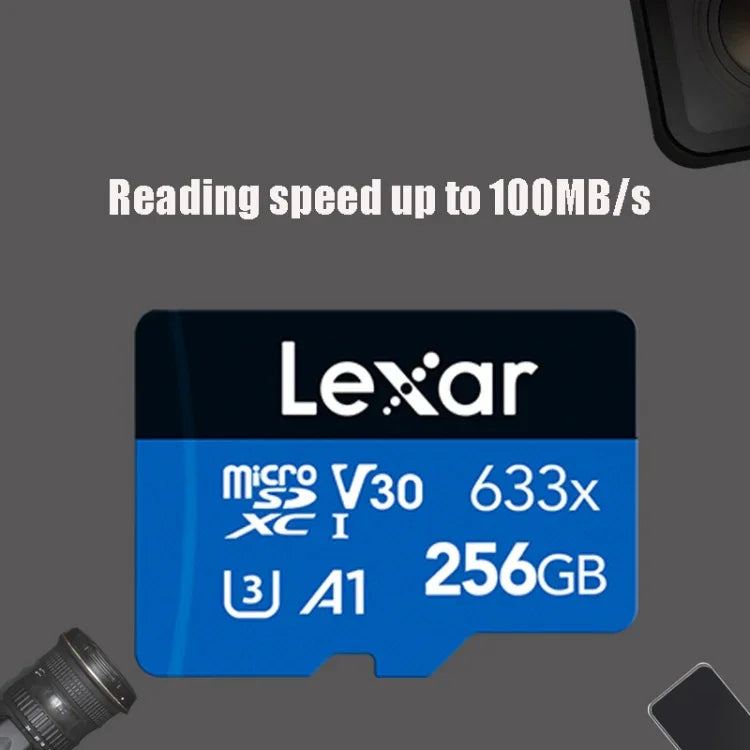 Lexar 633x 256GB High-speed Mobile Phone Camera Memory TF Card Switch Expansion Driving Recorder Dedicated Storage Flash Memory Card, 256GB