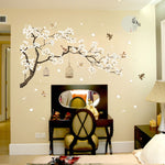 2 PCS/Set DIY Tree Birds Flower Home Decor Wall Stickers, Tree Birds Flower