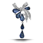 Women Drill Droplet Butterfly-knotted Brooch, Blue, Purple, White