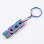 Outdoor High-decibel Stainless Steel Self-protection Double Tube Survival Whistle with Key Ring, Whistle (Silver), Whistle (titanium)