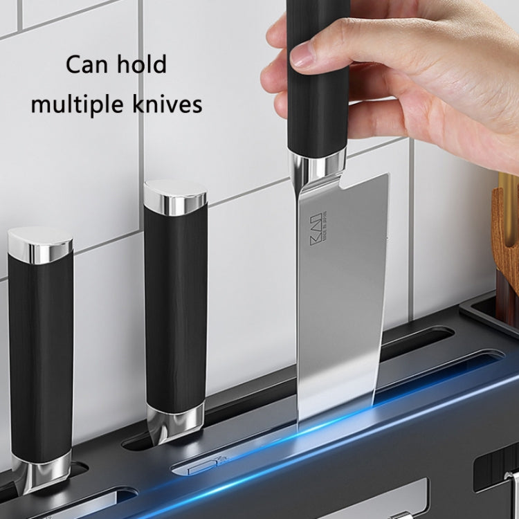 Kitchen Wall-mounted Rack Free Punching Chopsticks Holder, Black 60cm