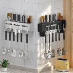 Kitchen Wall-mounted Rack Free Punching Chopsticks Holder, Black 60cm