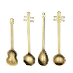 Stainless Steel Coffee Mixing Spoon Creative Musical Instrument Shape Spoon, Guitar Silver, Octagonal Silver, Lute Silver, Yueqin Silver, Guitar Titanium Gold, Octagonal Titanium Gold, Lute Titanium Gold, Yueqin Titanium Gold, Guitar Rose Gold         ...