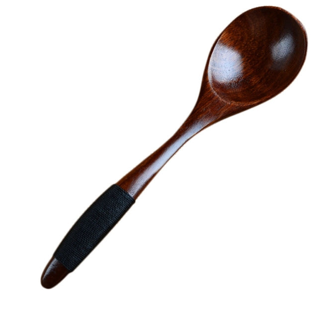 10 PCS Eco Wooden Spoon Flatware Kitchen Soup Coffee Stirring Spoons Cooking Utensil Coffee Tea Mixing Spoons, Coffee Spoon(Brown), Coffee Spoon(Black), Coffee Spoon(Light Brown)