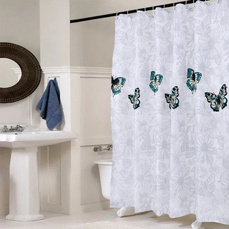 Butterfly Waterproof Polyester Shower Washable Bathroom Curtains, 80x180cm, 120x180cm