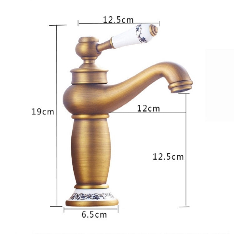 Copper Antique Hot Cold Double Blue White Porcelain Faucet, Platinum, Black Gold, Black, Antique