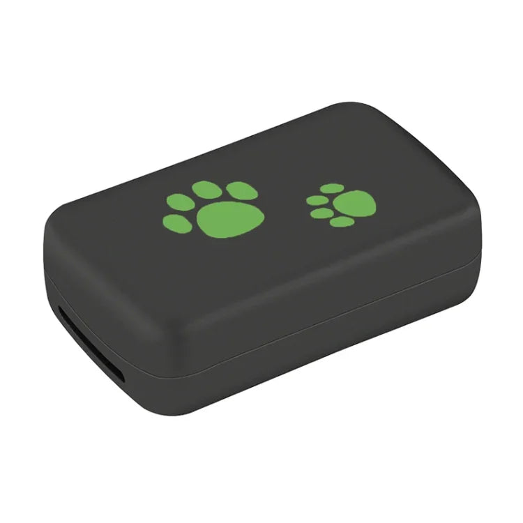 4G GPS pet tracker collar device with green paw prints for real-time tracking of pets.
