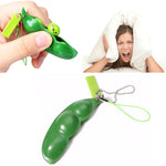 3 PCS Creative Extrusion Pea Soybean Stress Relief Toy Key Pendant, Random Expression Delivery, Extrusion Pea