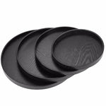 Creative Round Solid Wood Tea Tray Hotel Wooden Tay Storage Tray, Diameter: 27 cm, Black, Diameter: 27cm