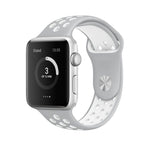 For Apple Watch Series 10 42mm / 9&8&7 41mm / SE 3&SE 2&6&SE&5&4 40mm / 3&2&1 38mm Fashionable Classical Silicone Sport Watch Band(Grey White), WA1230A, WA1230B, WA1230BG, WA1230BH, WA1230BL, WA1230BM, WA1230BR, WA1230BY, WA1230C, WA1230D, WA1230DW    ...