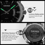 SKMEI 9069 Multifunctional Outdoor Fashion Business Waterproof Interval Gold Shell Quartz Wrist Watch