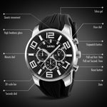 SKMEI 9128 Fashion Multifunctional 3D Large Dial Sports Wristwatch 30m Waterproof Quartz Watch