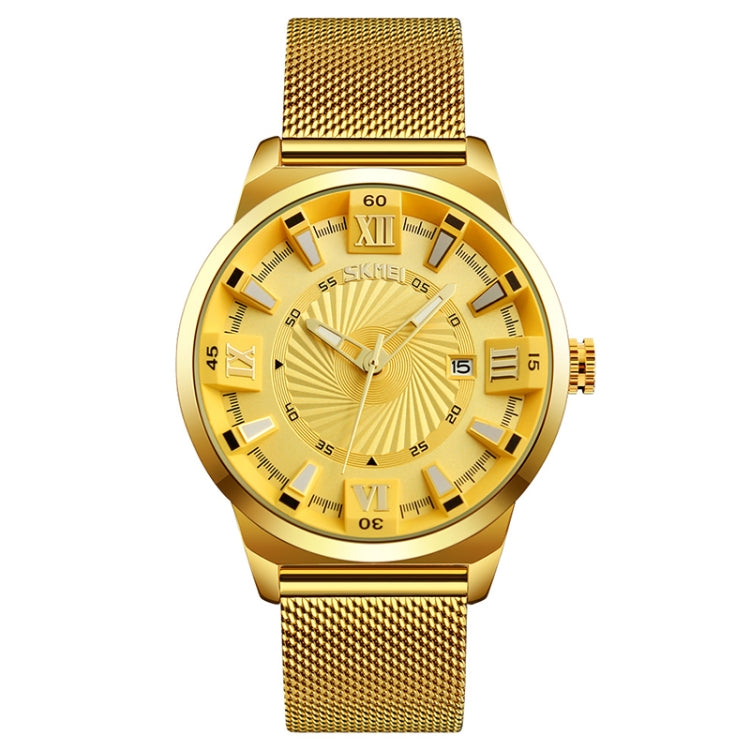 SKMEI 9166 Fashion Men Business Watch 30m Waterproof Metal Quartz Wristwatch